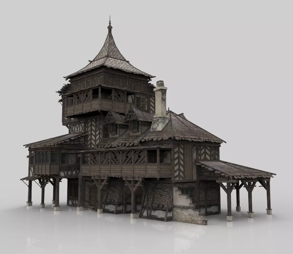 Medieval house fantasy 12 Low-poly 3D model_0