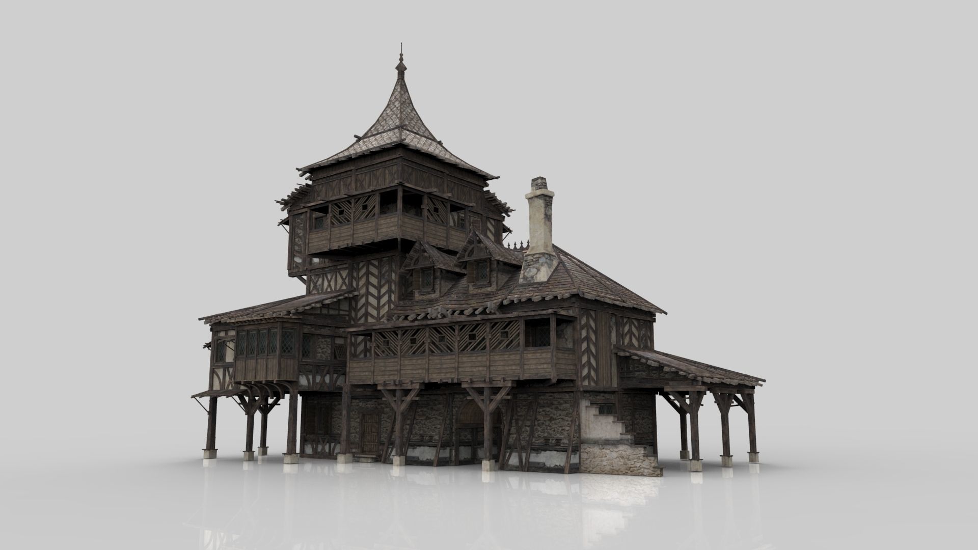 Medieval house fantasy 12 Low-poly 3D model_4