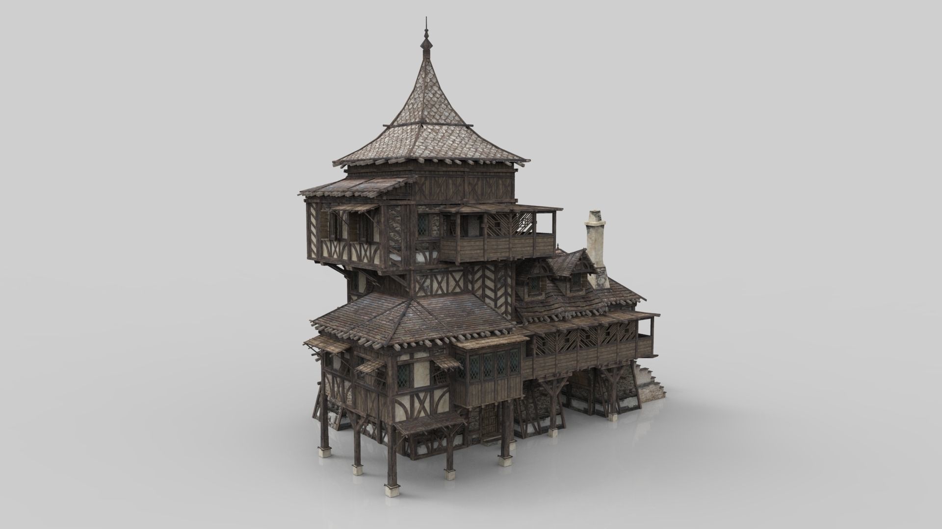 Medieval house fantasy 12 Low-poly 3D model_3