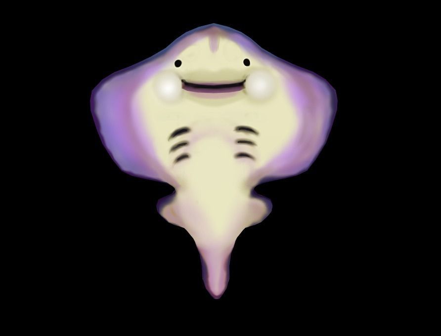 stingray fish with glowing eyes Low-poly 3D model_1