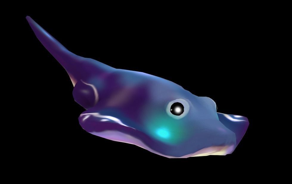 stingray fish with glowing eyes Low-poly 3D model_4