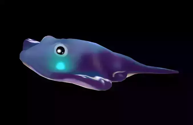 stingray fish with glowing eyes Low-poly 3D model