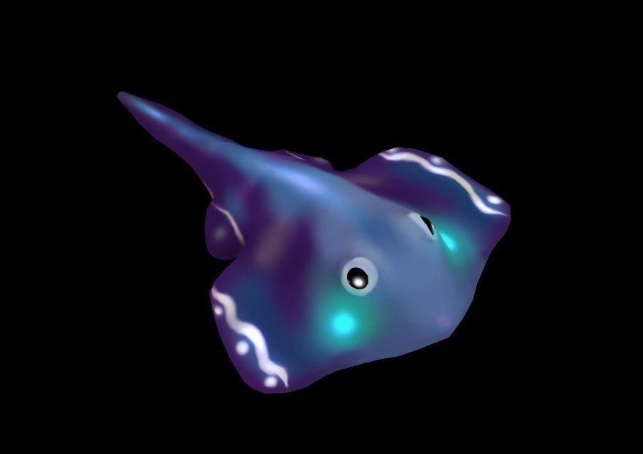 stingray fish with glowing eyes Low-poly 3D model_2