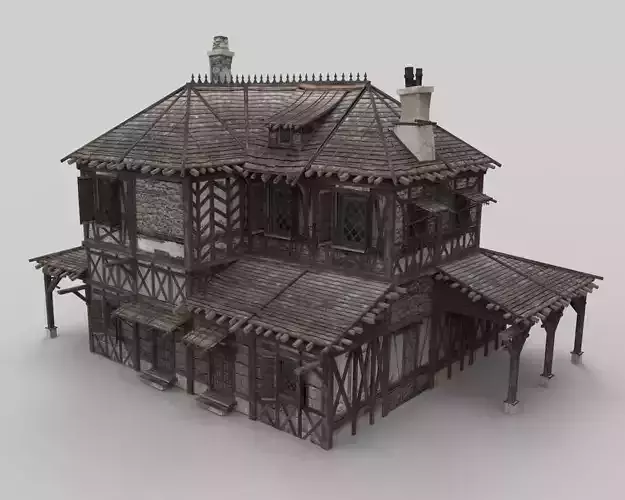 Medieval house fantasy 14  Low-poly 3D model