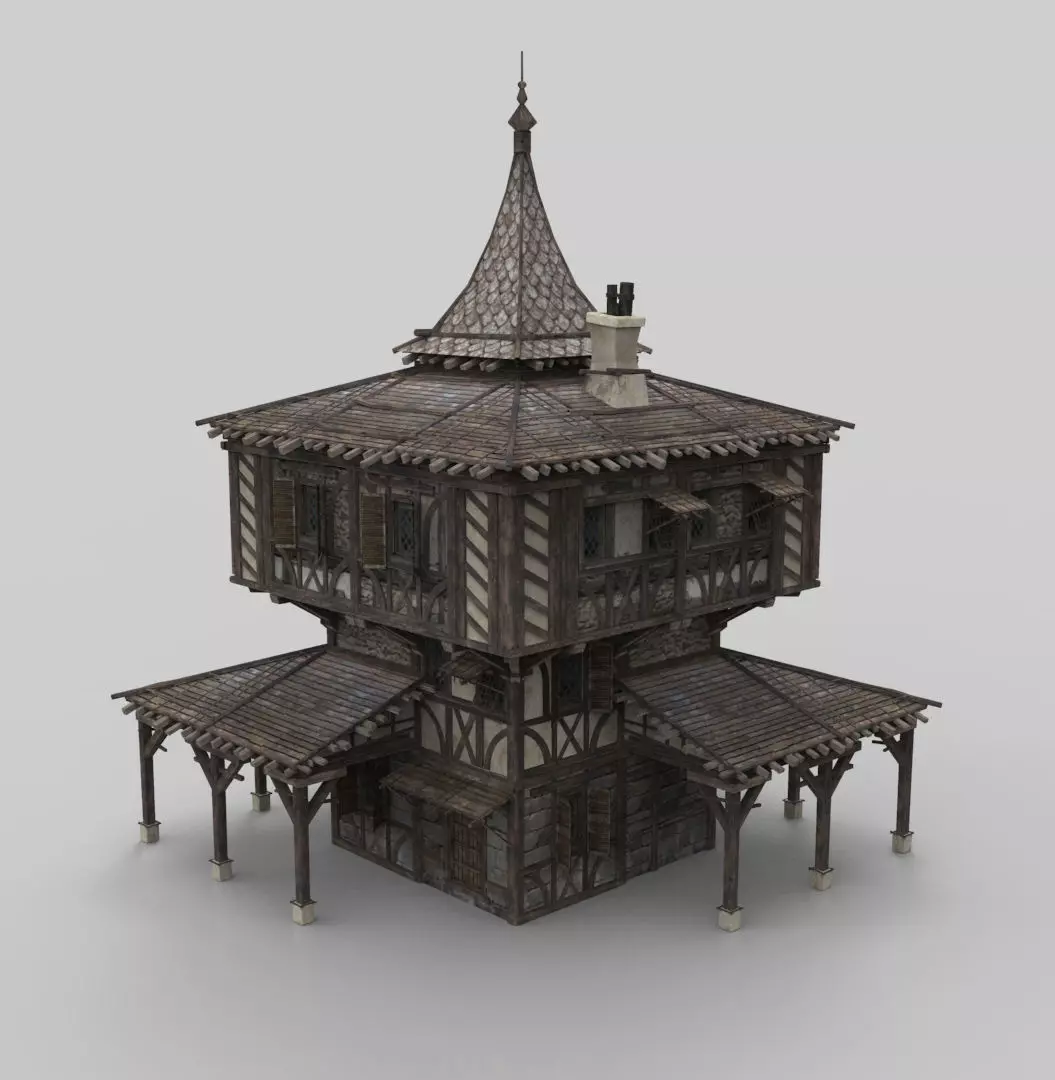Medieval house fantasy 15 Low-poly 3D model_0