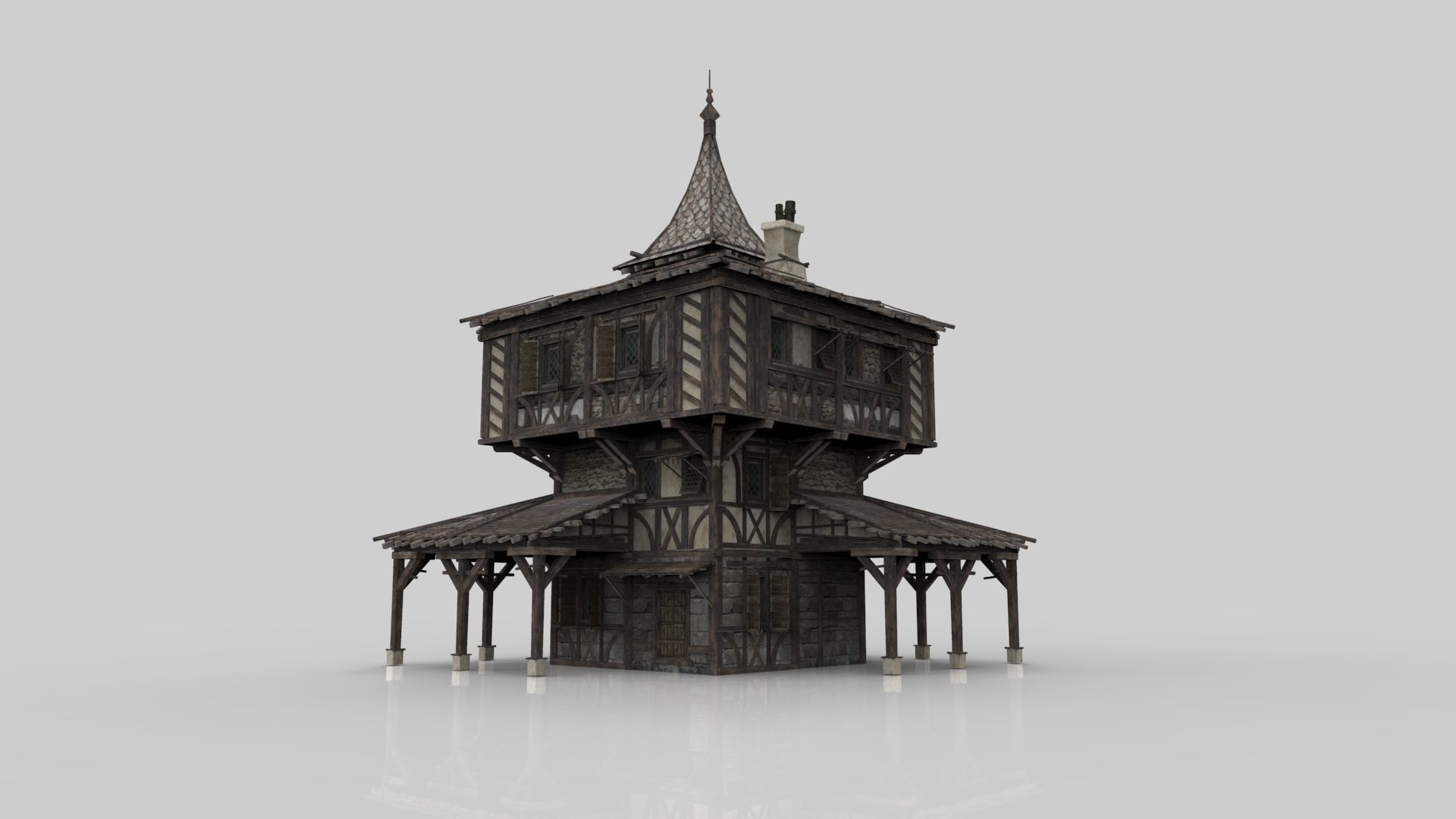 Medieval house fantasy 15 Low-poly 3D model_4