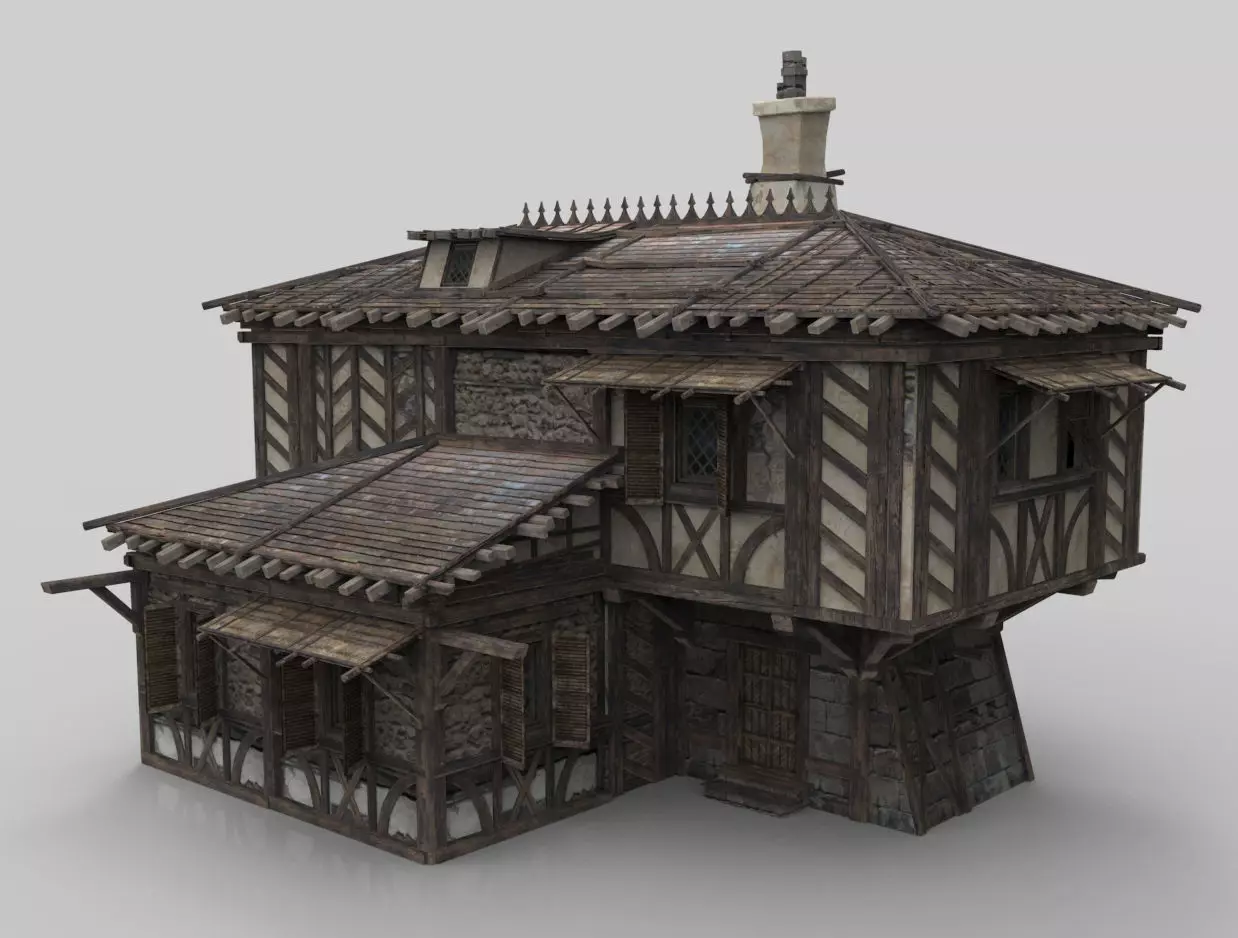 Medieval house fantasy 17 Low-poly 3D model