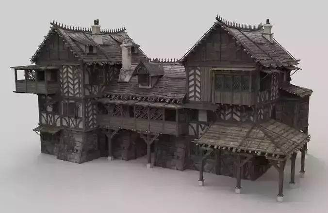 Medieval house fantasy 19 Low-poly 3D model