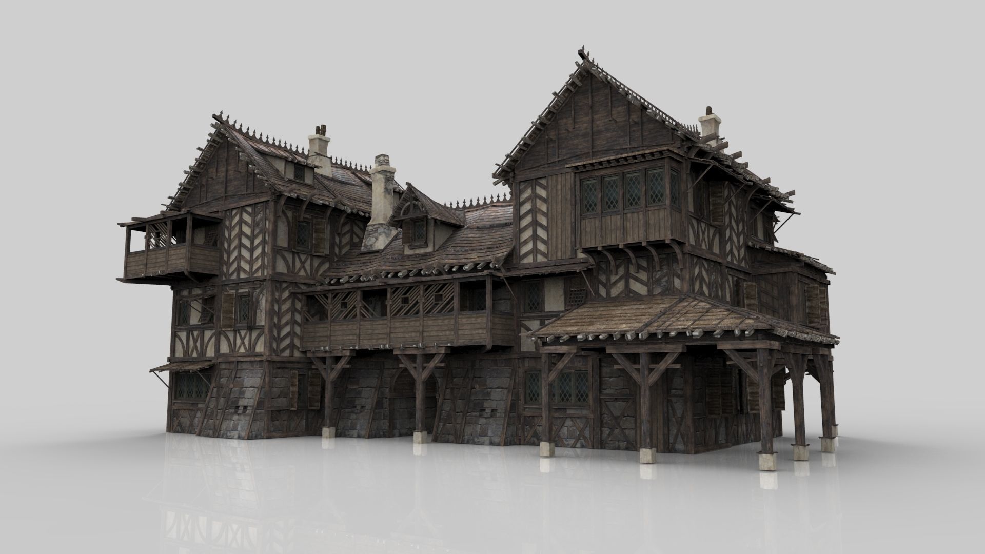 Medieval house fantasy 19 Low-poly 3D model_4