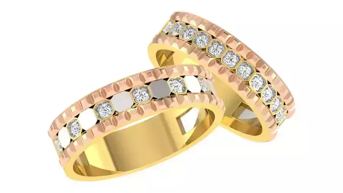 Couple Band Ring 3dm stl render detail