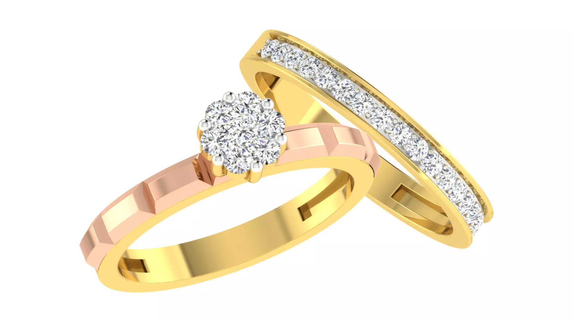 Couple Band Ring 3dm stl render detail 3D print model_0