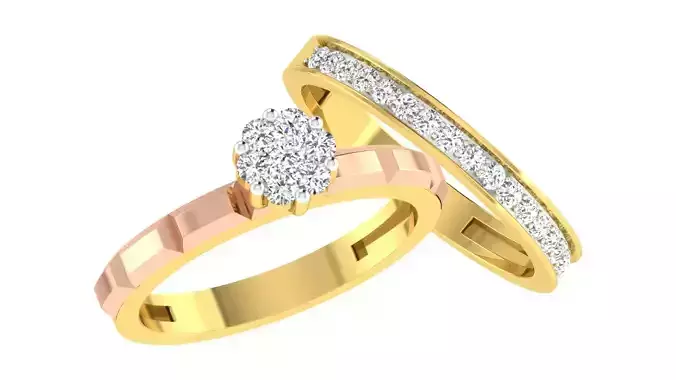 Couple Band Ring 3dm stl render detail