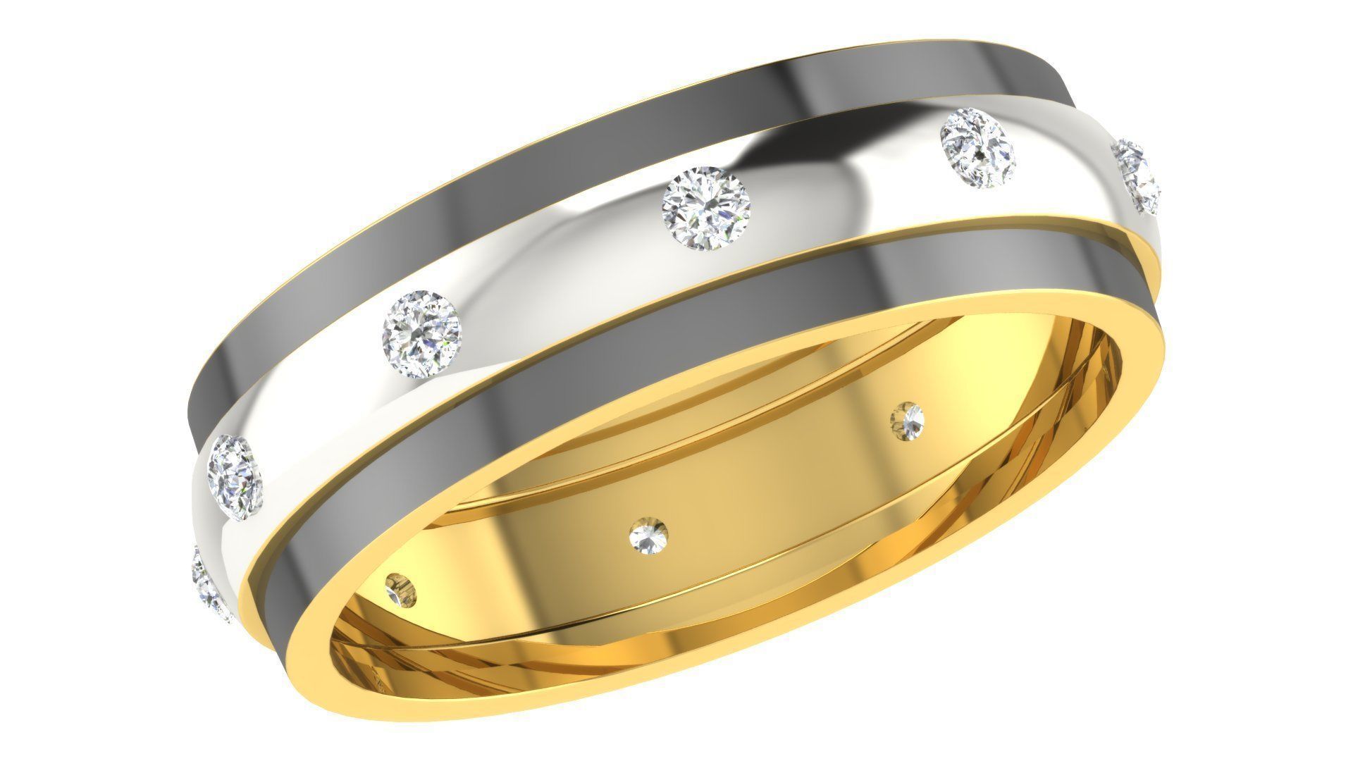 Couple Band Ring 3dm stl render detail 3D print model_5