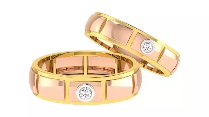 Couple Band Ring 3dm stl render detail