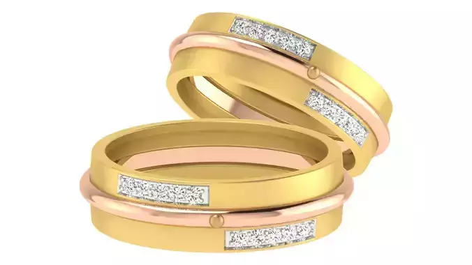 Couple Band Ring 3dm stl render detail 3D print model