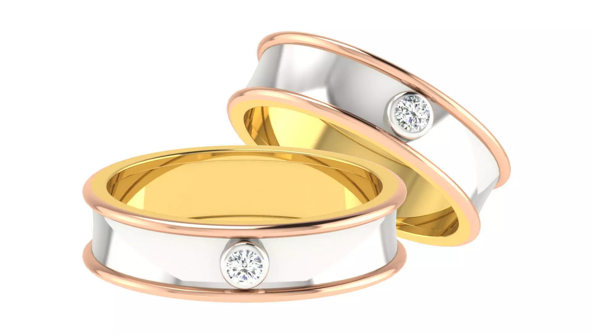 Couple Band Ring 3dm stl render detail 3D print model_0