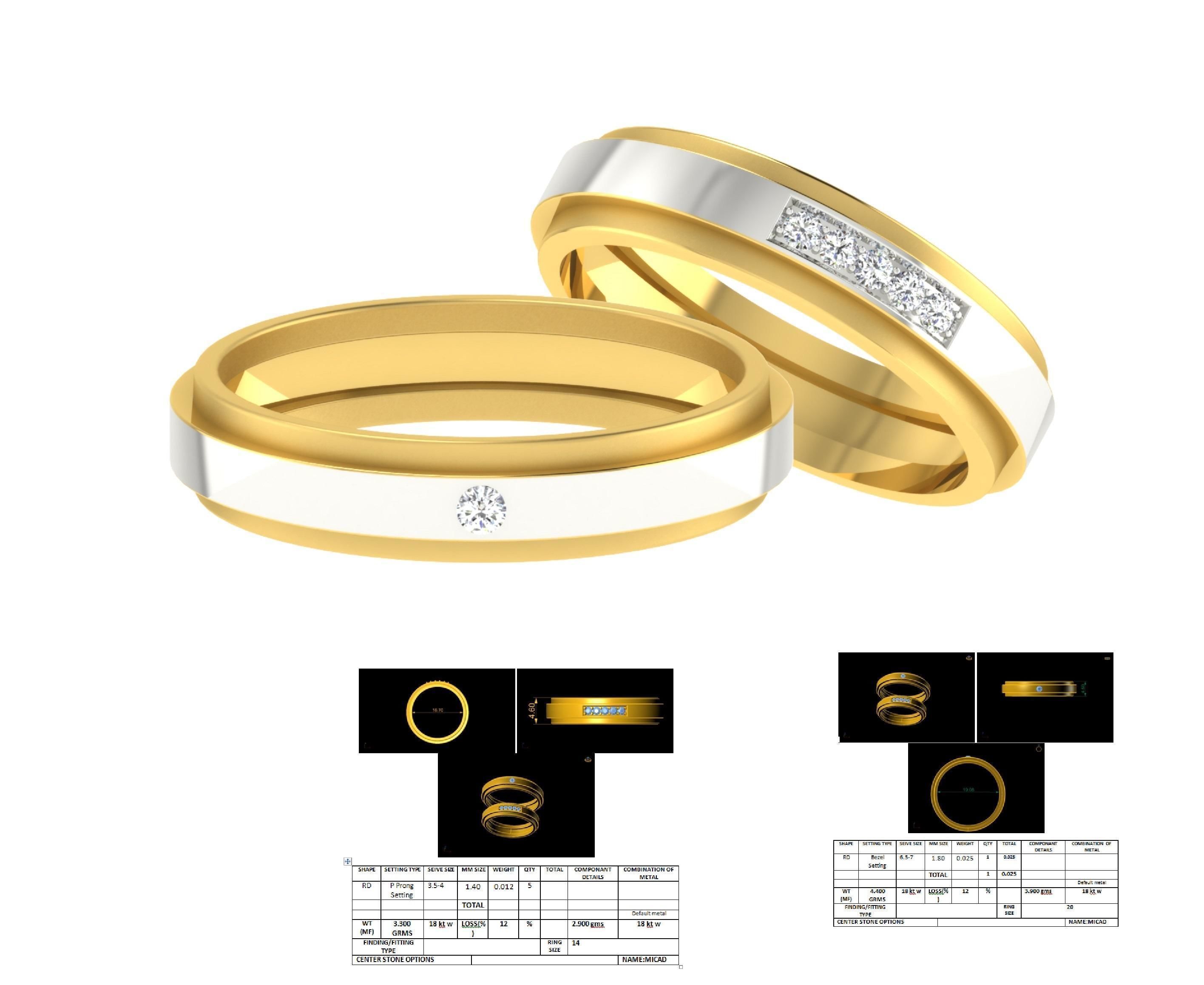 Couple Band Ring 3dm stl render detail 3D print model_9