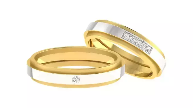 Couple Band Ring 3dm stl render detail