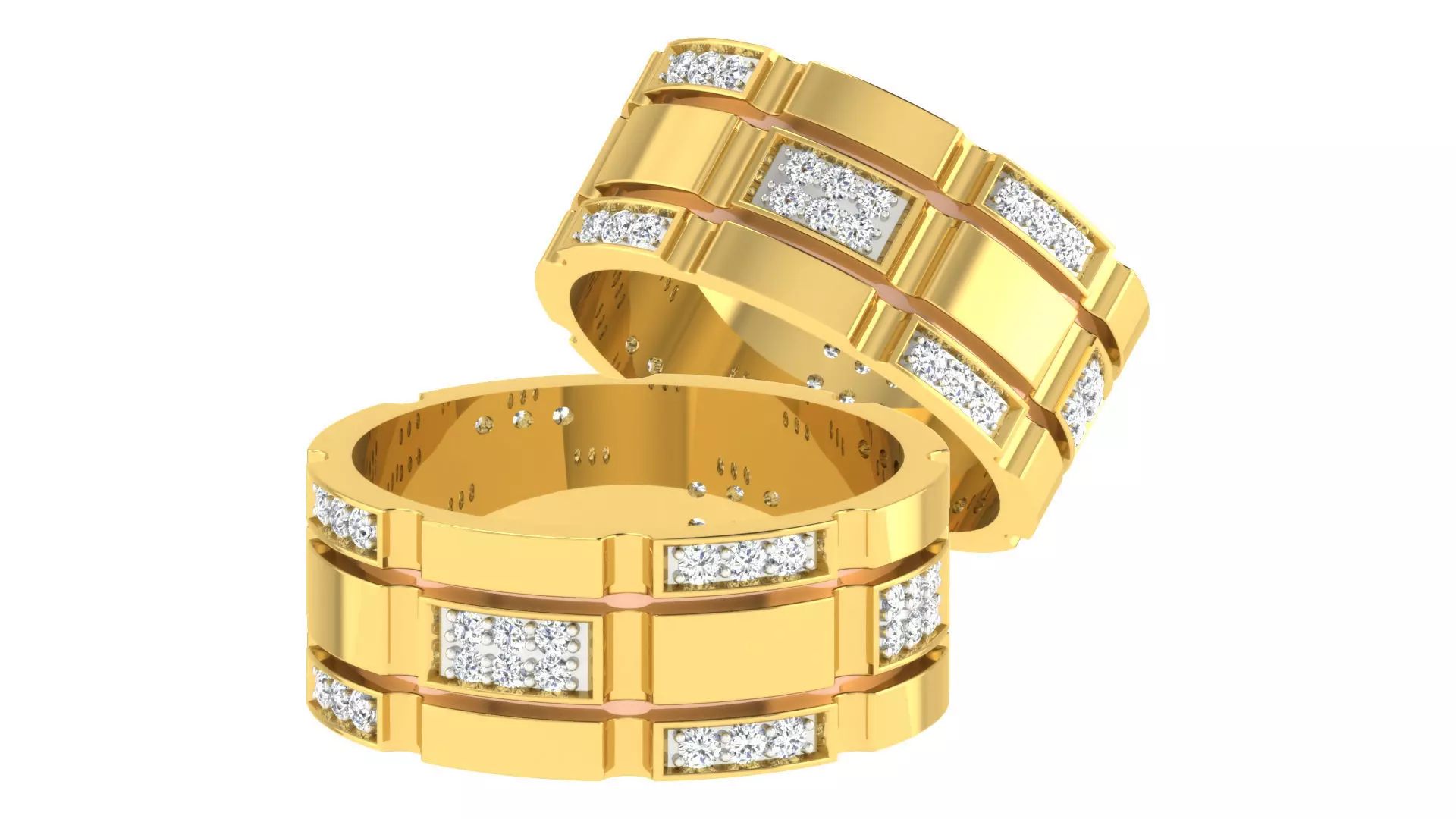 Couple Band Ring 3dm stl render detail 3D print model_0