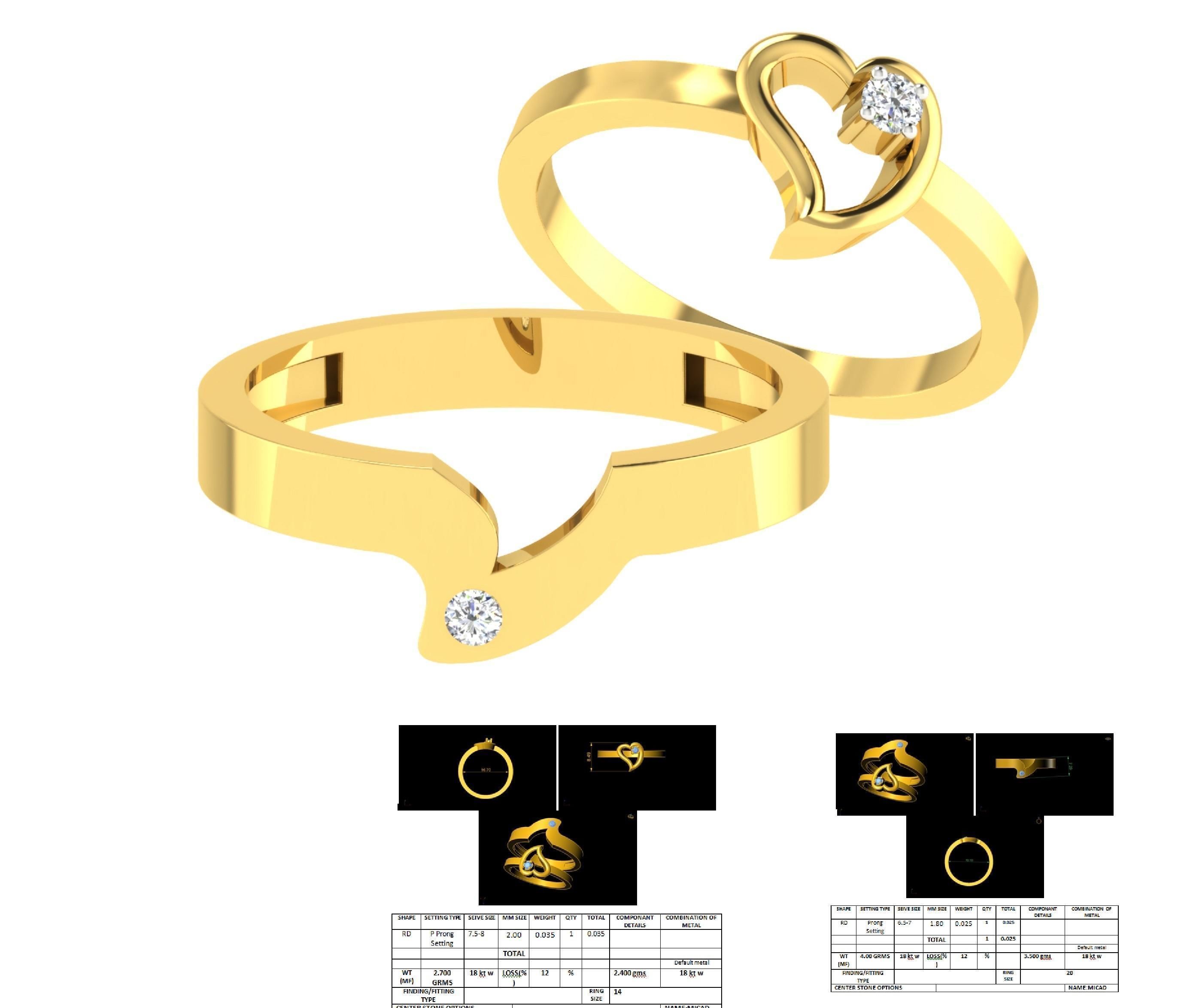 Couple Band Ring 3dm stl render detail 3D print model_9