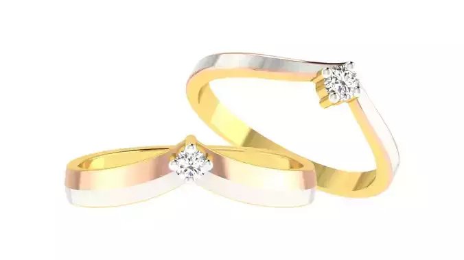 Couple Band Ring 3dm stl render detail