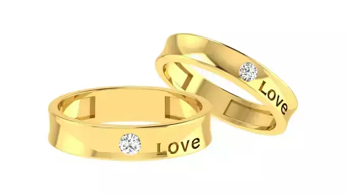Couple Band Ring 3dm stl render 