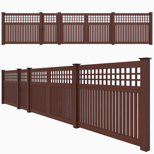 Wooden Fence 06 3D model