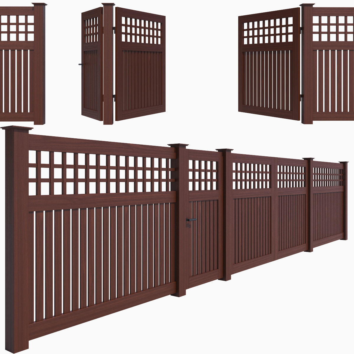 Wooden Fence 06 3D model_11