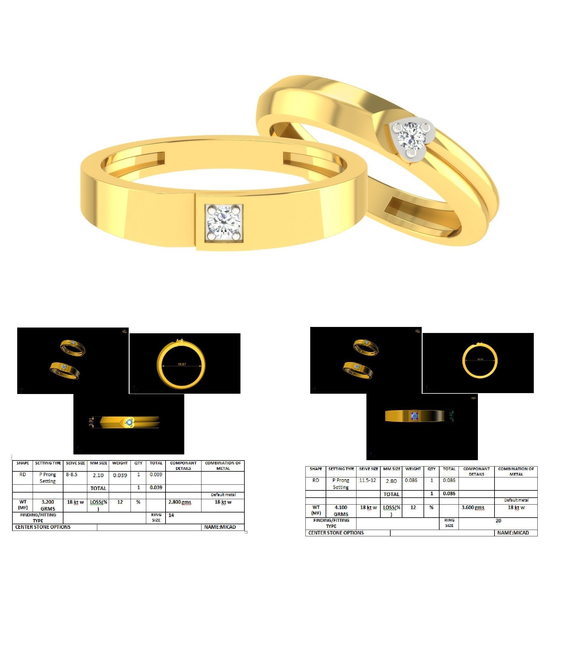 Couple Band Ring 3dm stl render detail 3D print model_9