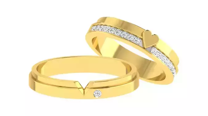 Couple Band Ring 3dm stl render 