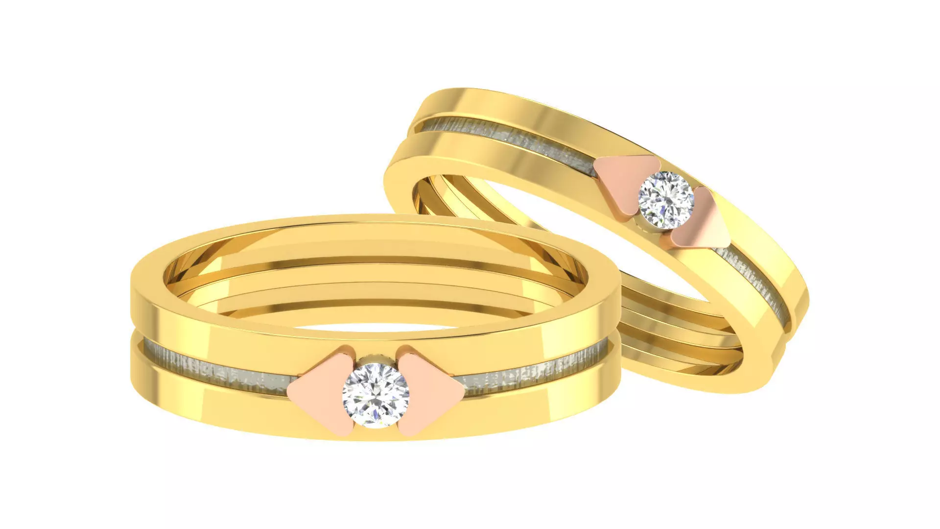 Couple Band Ring 3dm stl render detail 3D print model_0