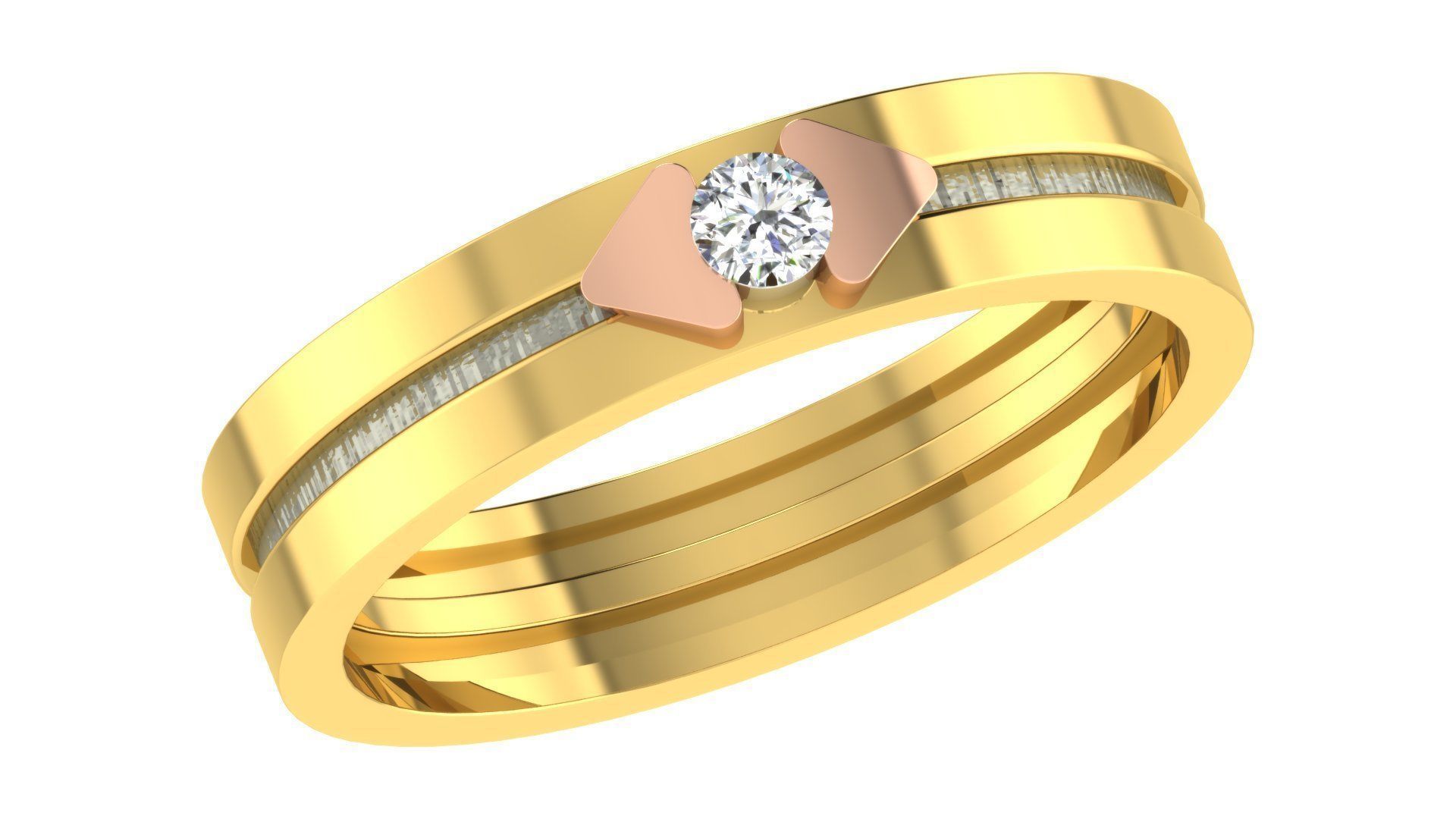 Couple Band Ring 3dm stl render detail 3D print model_1