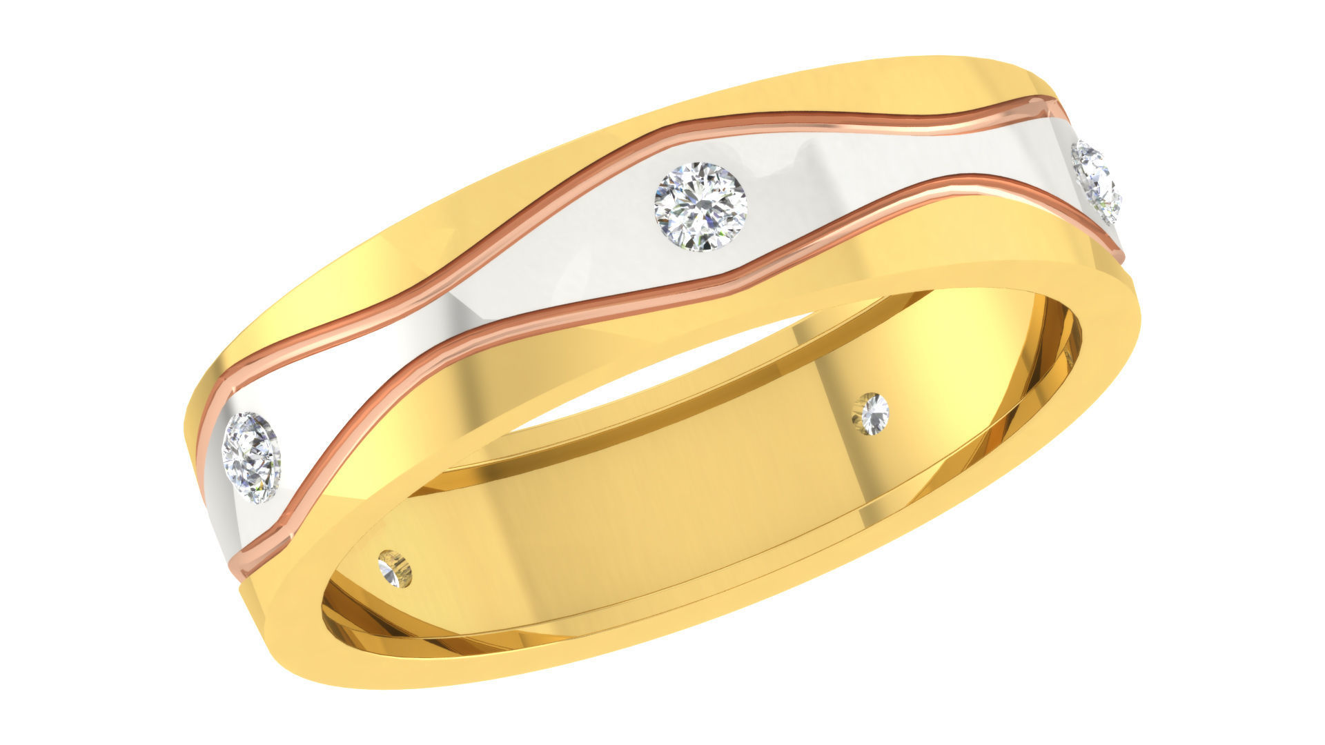 Couple Band Ring 3dm stl render 3D print model_1