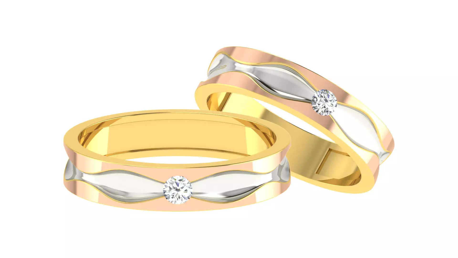 Couple Band Ring 3dm stl render detail 3D print model_0