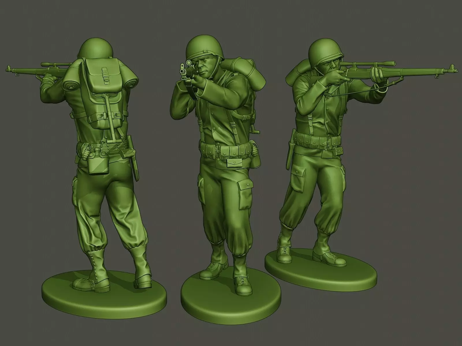 American soldier ww2 shooting2 A5 3D print model