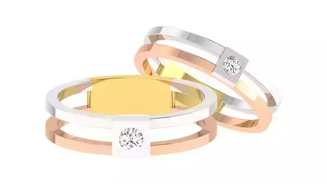 Couple Band Ring 3dm stl render detail
