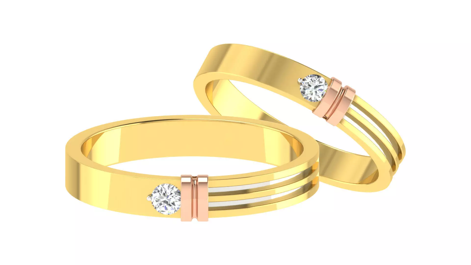 Couple Band Ring 3dm stl render 3D print model_0