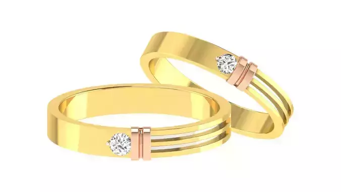Couple Band Ring 3dm stl render 
