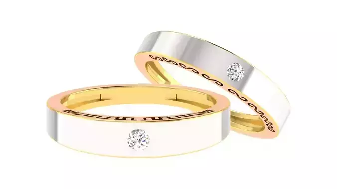 Couple Band Ring 3dm stl render detail