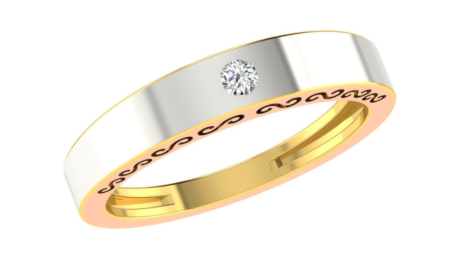 Couple Band Ring 3dm stl render detail 3D print model_1