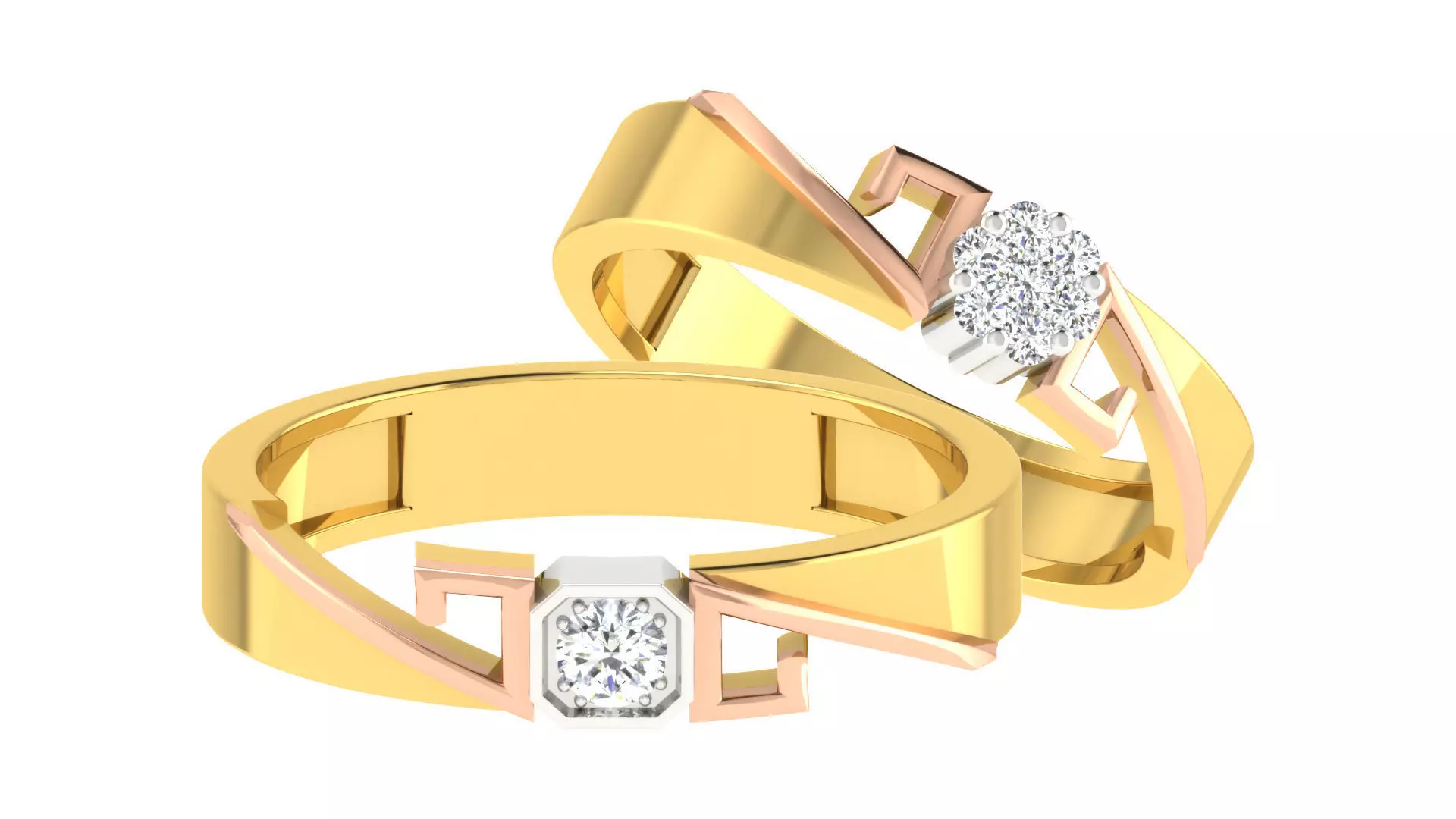 Couple Band Ring 3dm stl render detail 3D print model_0