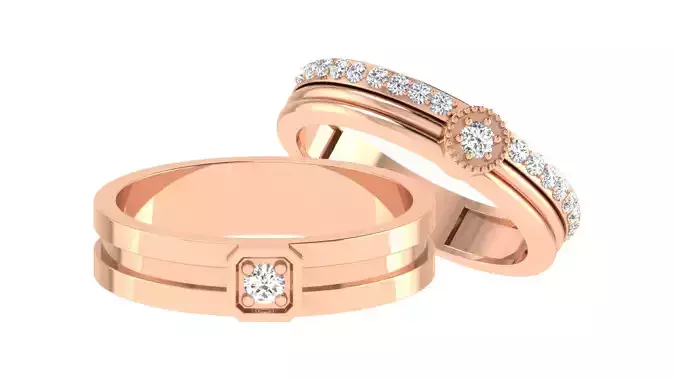 Couple Band Ring 3dm stl render 