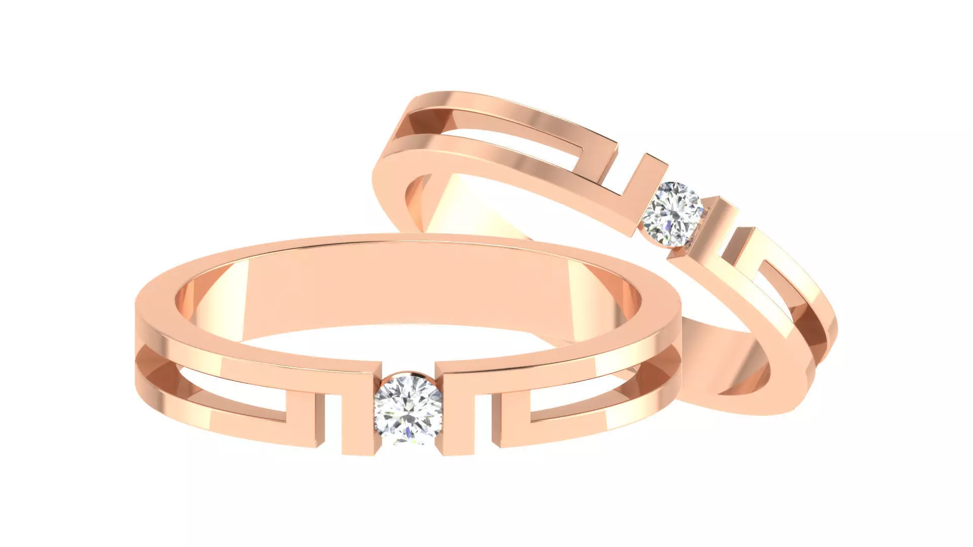 Couple Band Ring 3dm stl render detail 3D print model_0