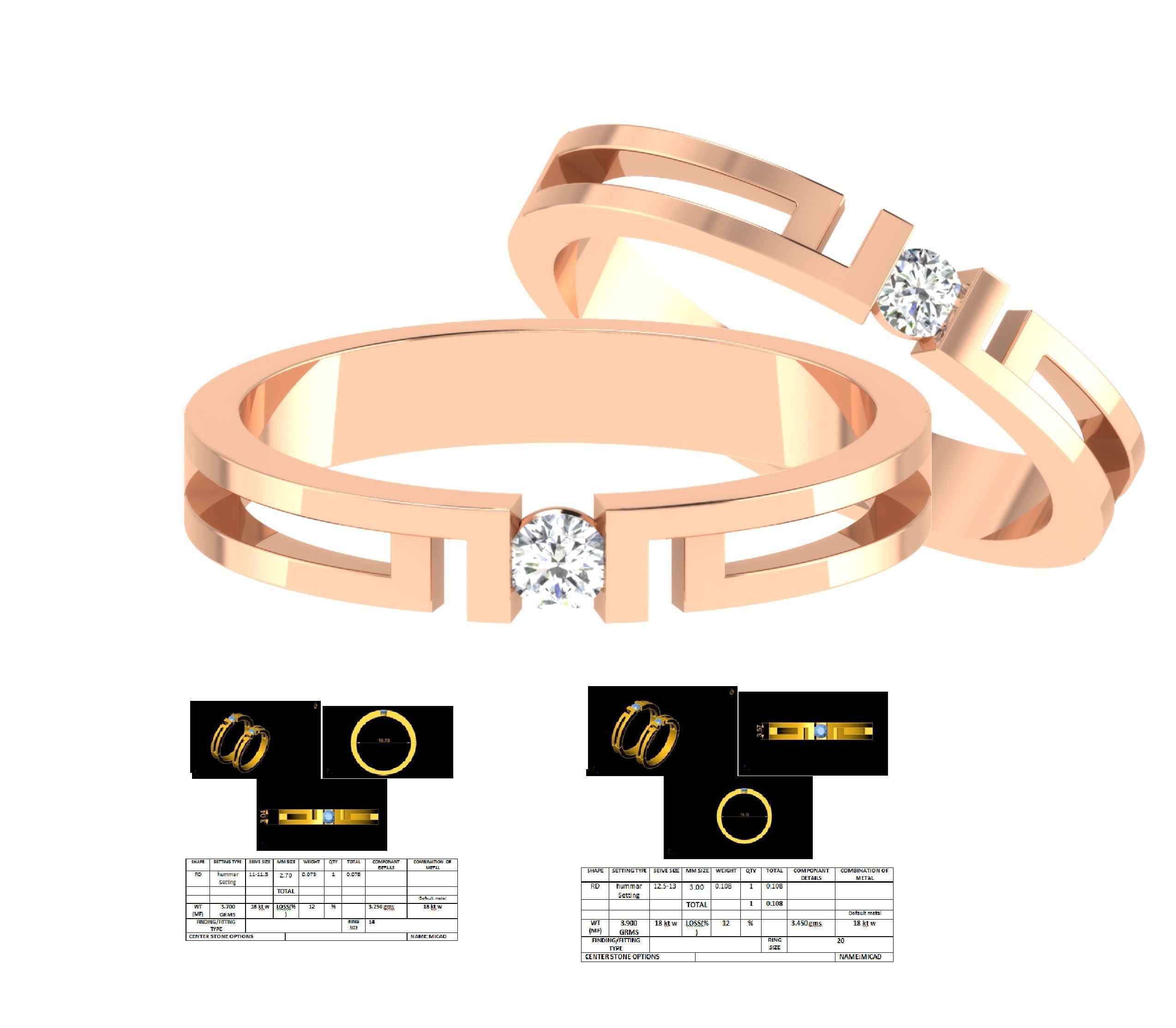 Couple Band Ring 3dm stl render detail 3D print model_9