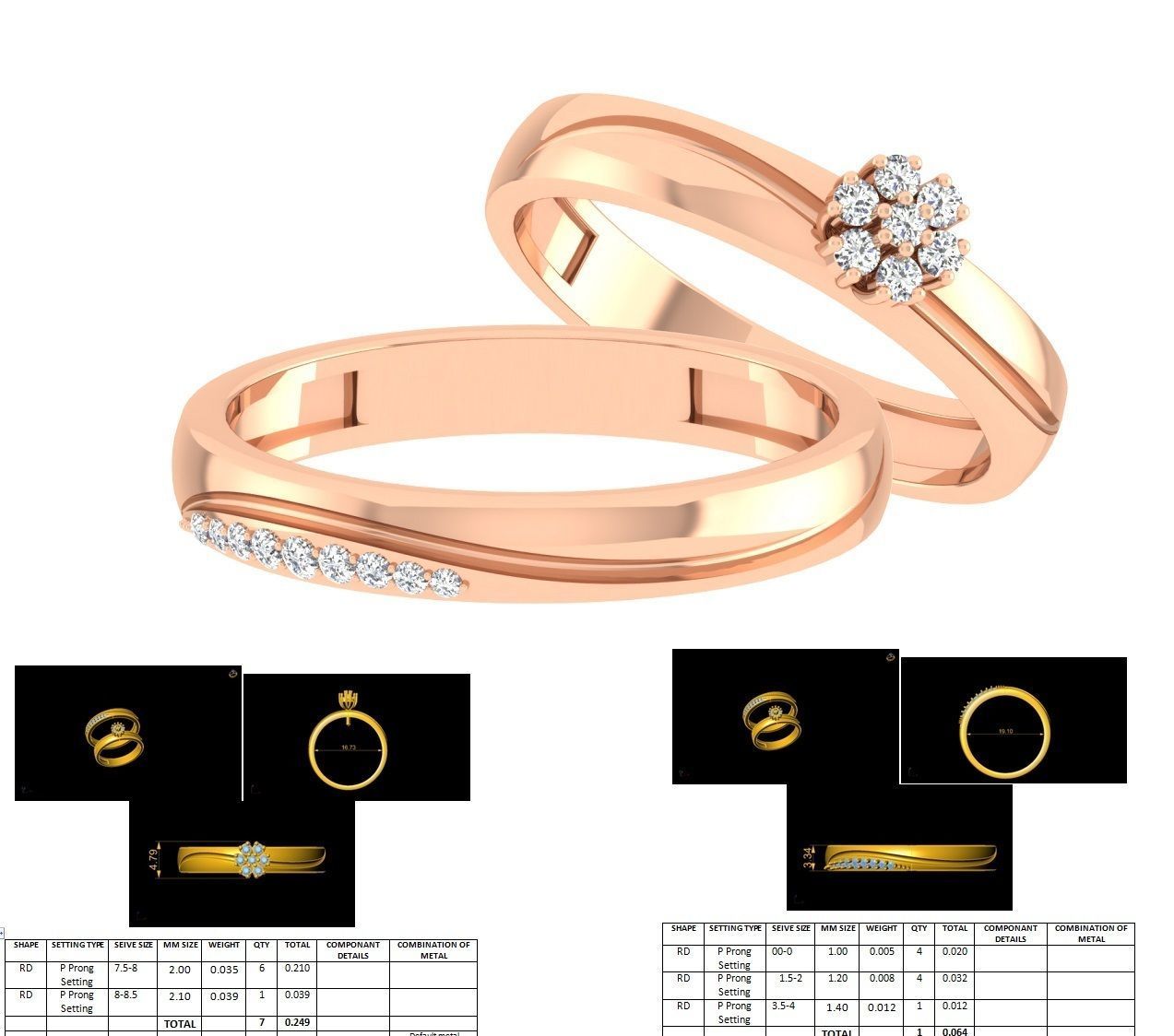 Couple Band Ring 3dm stl render detail 3D print model_9