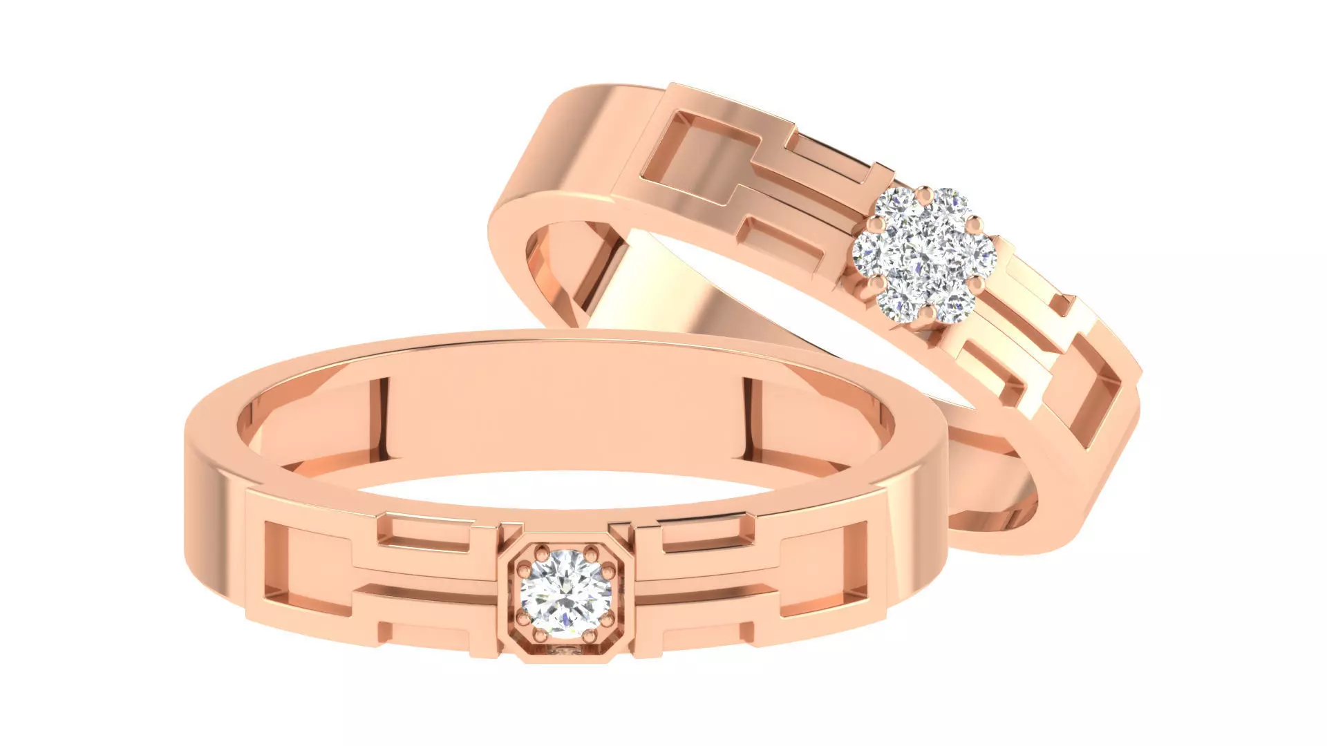 Couple Band Ring 3dm stl render 3D print model_0