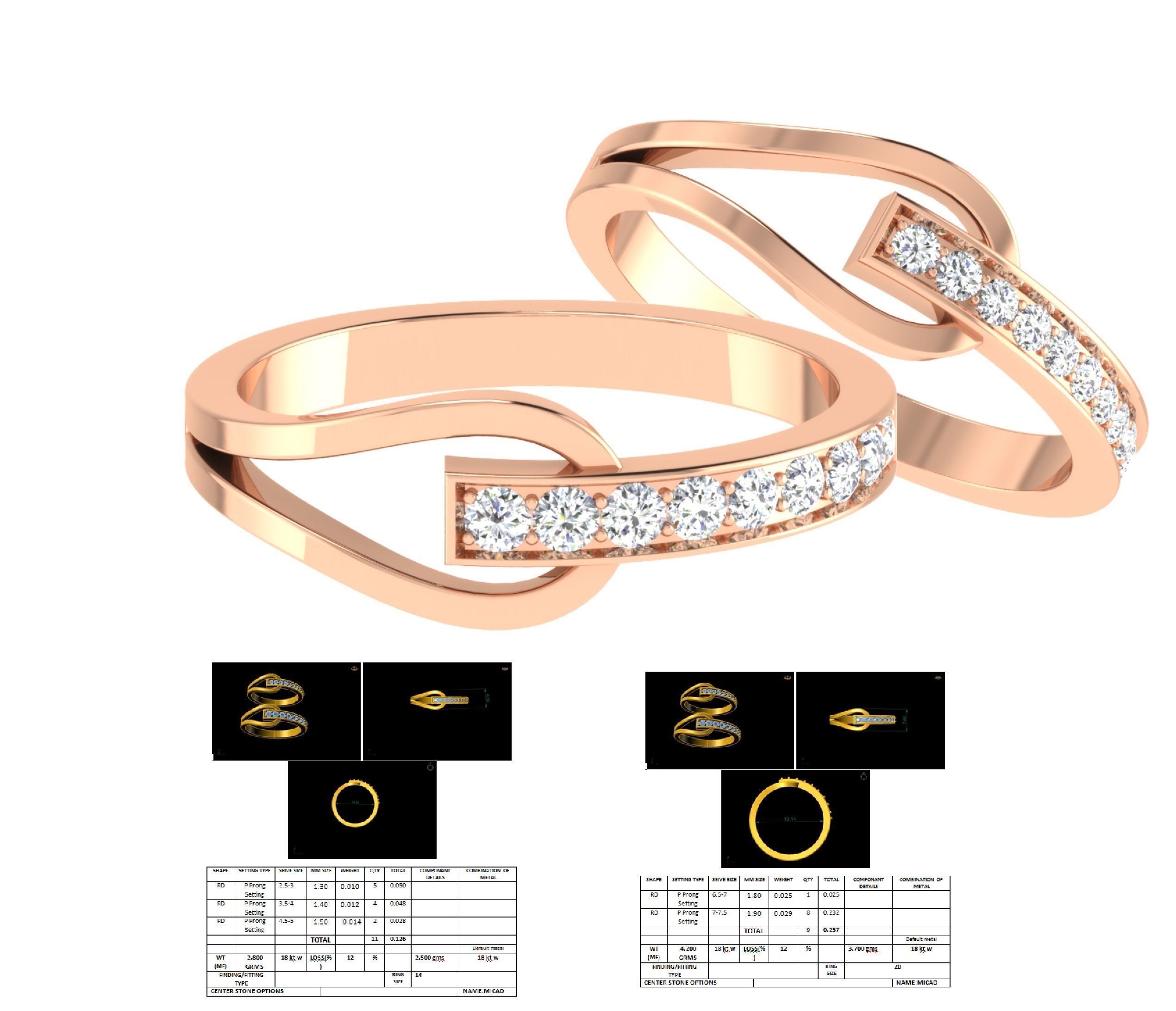 Couple Band Ring 3dm stl render detail 3D print model_9