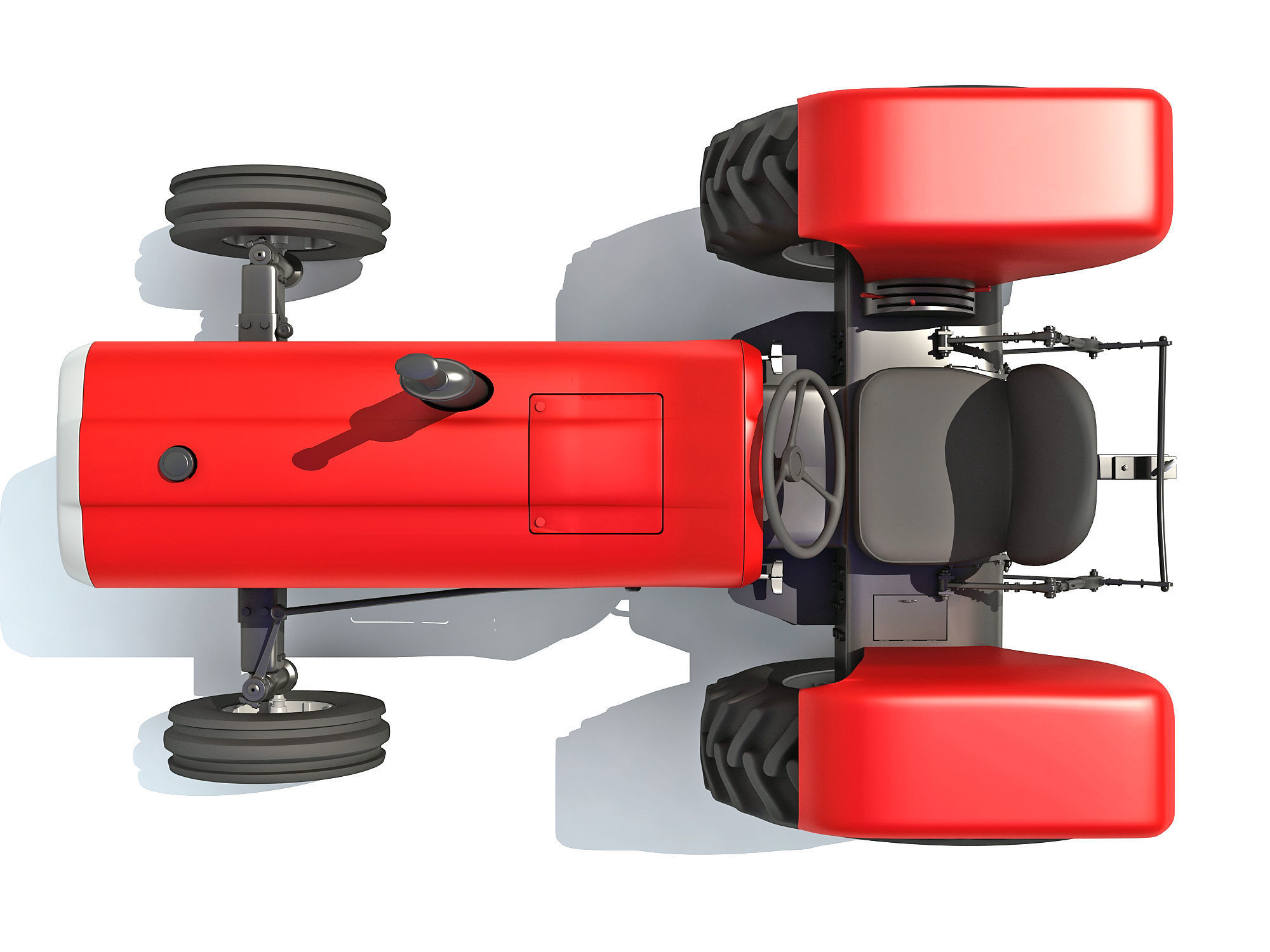 Classic Red Tractor 3D model_14