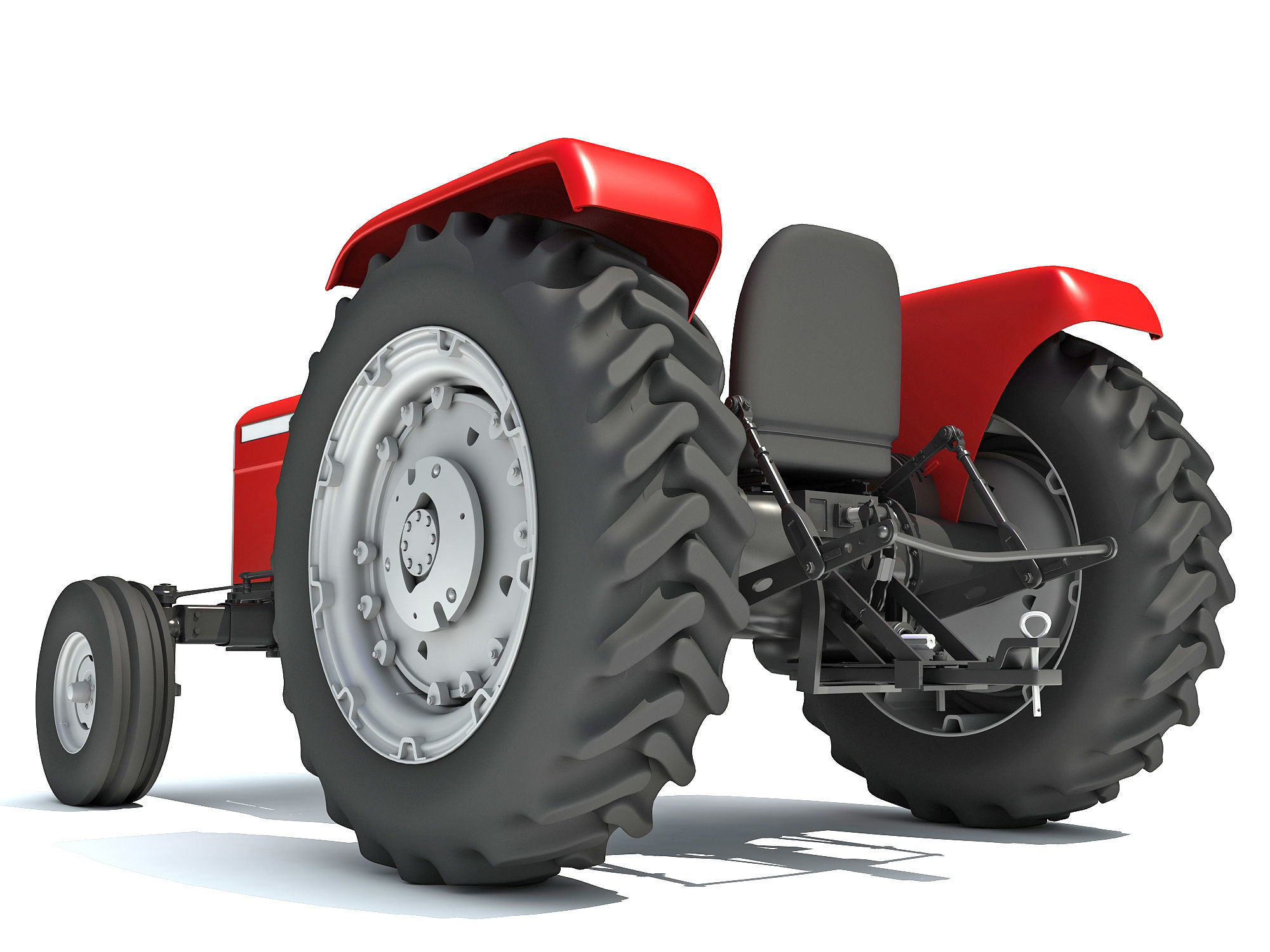 Classic Red Tractor 3D model_13
