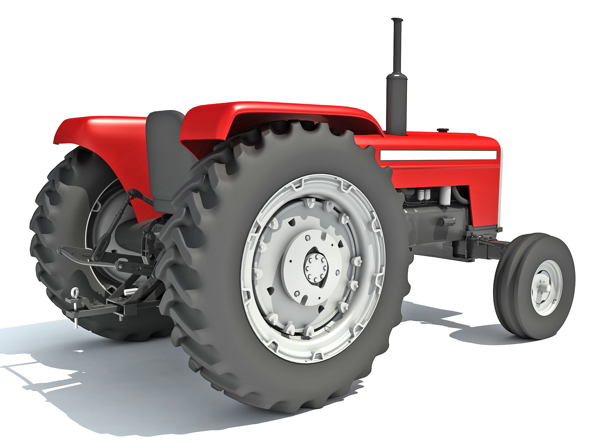 Classic Red Tractor 3D model_6